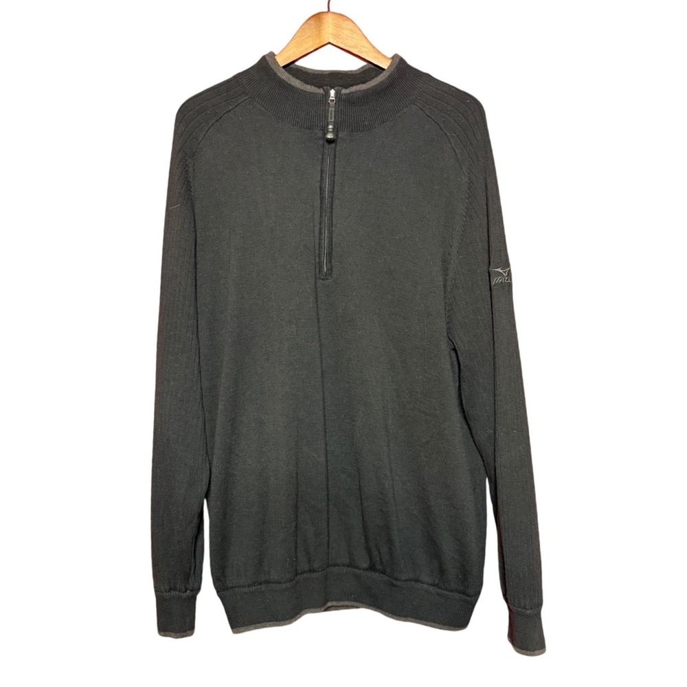 Mizuno WindLite Quarter Zip Sweater Men 2X‎ Black Ribbed Performance Versatile